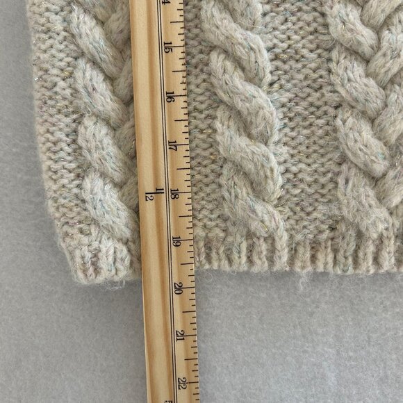 ZARA Cable Knit Cardigan Sweater SZL Cream Sparkle Threads Gem Button Chunky - Picture 11 of 11